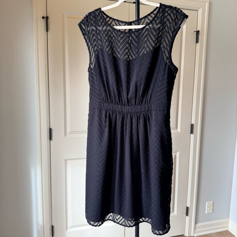 J.Crew NWT Black Swiss Dot Textured Dress Size 10 Sheer Geometric Clip Dot